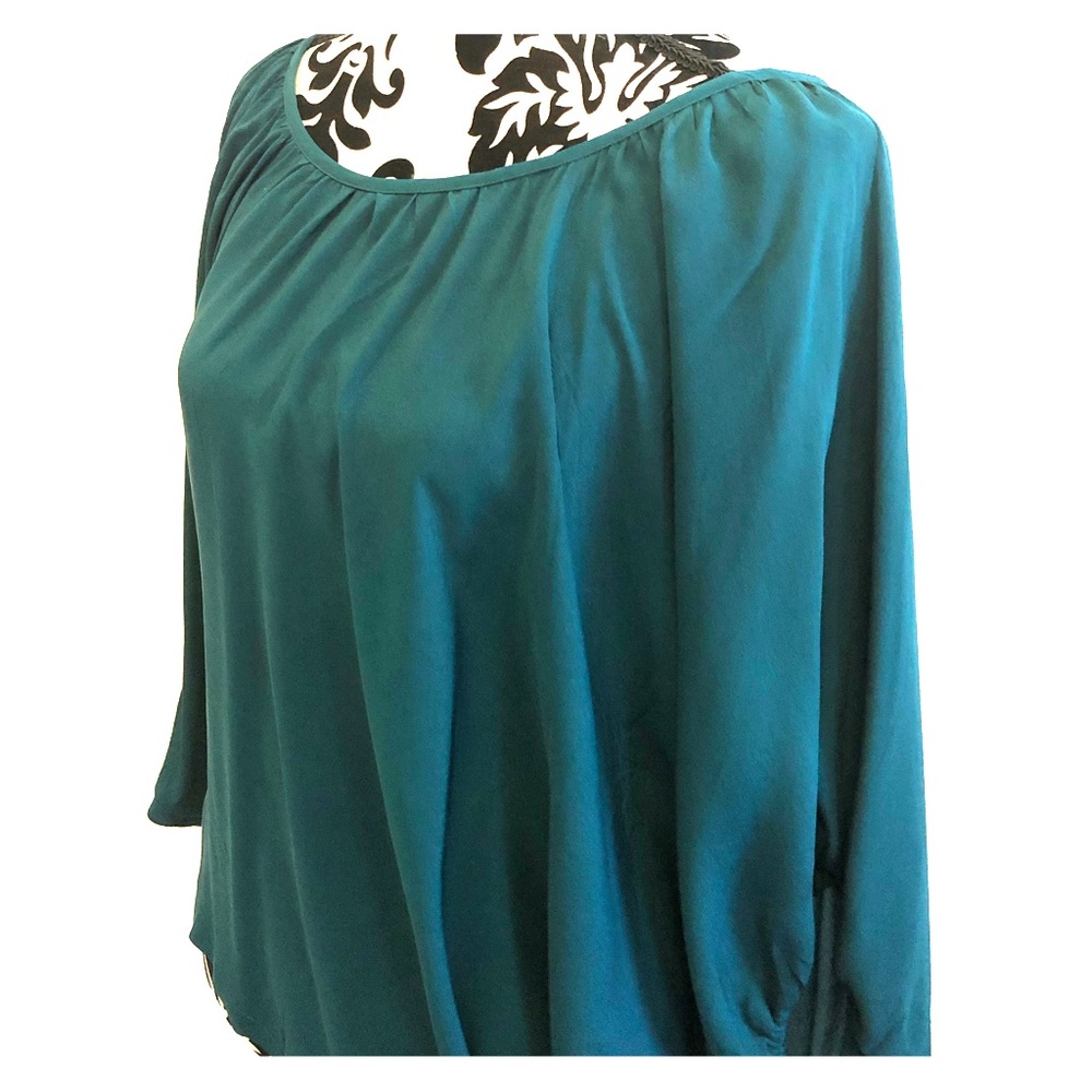 Beautiful FOI teal green silk top